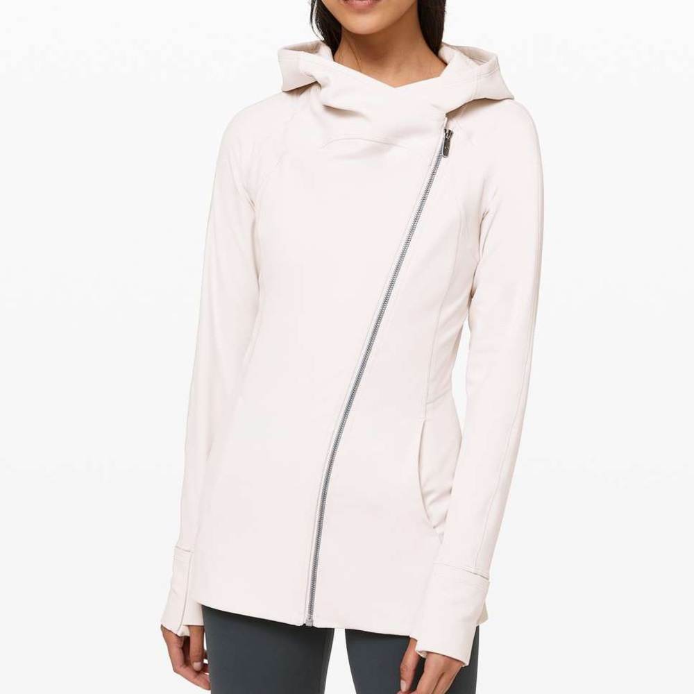 White, lululemon, vintage, zip up tight jacket
